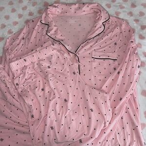 Victoria’s Secret Pink Polka Dot Logo Long Pajama Set